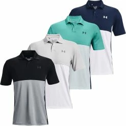 Under Armour Golf Mens UA Performance Blocked Polo Stretch Golf Polo Shirt